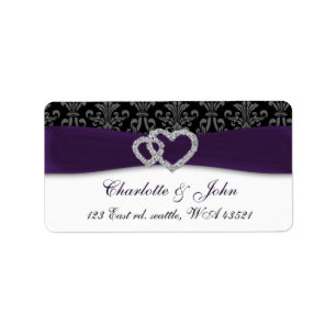 Étiquette Mariage Diamante Damas Violet