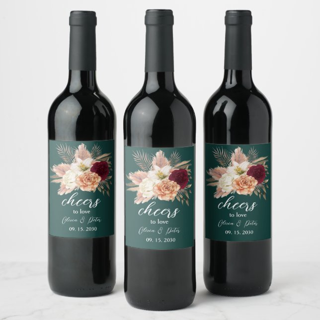 Étiquette Mariage émeraude pour l'amour (Bouteilles)