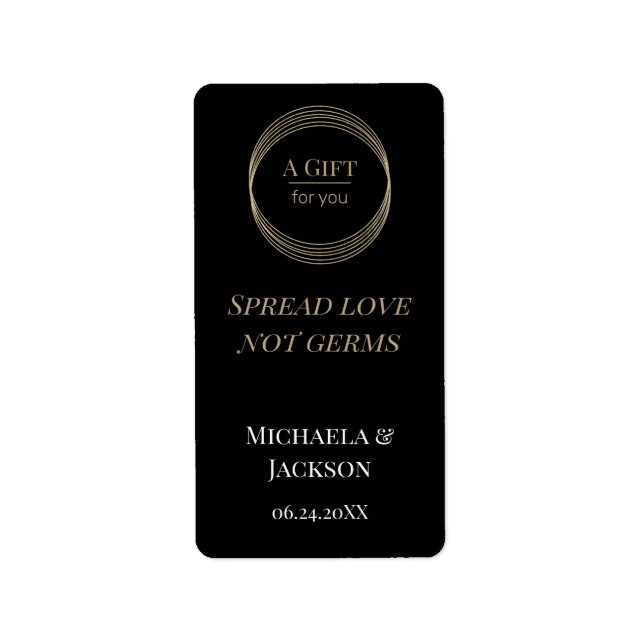 Étiquette Mariage Étaler l'amour non Germes Sanitizer à la m (Devant)