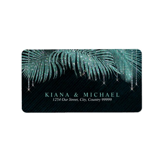 Étiquette Mariage feuille de joaillerie ID Turquoise830 (Devant)