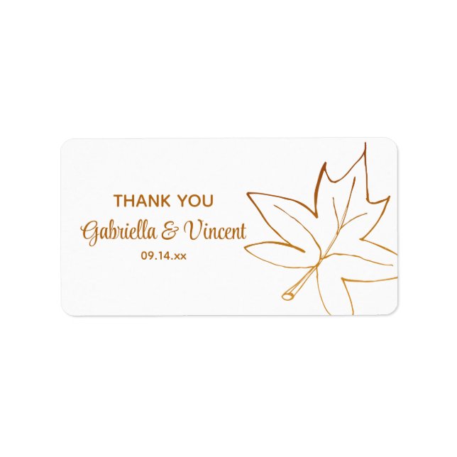 Étiquette Mariage Feuille d'érable d'automne Merci (Devant)