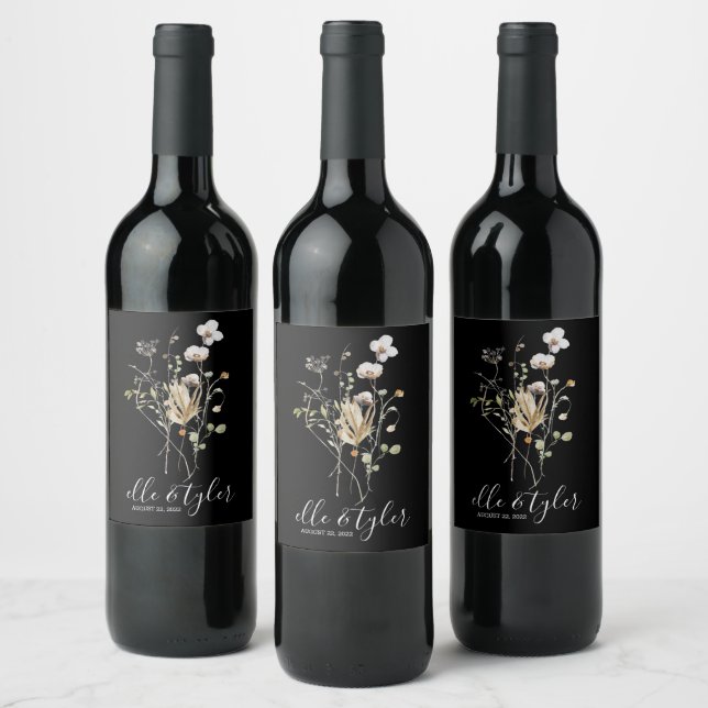 Étiquette Mariage  fleur sauvage bouteille de vin (Bouteilles)