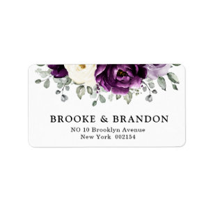 Étiquette Mariage floral blanc blanc blanc blanc de prune d'