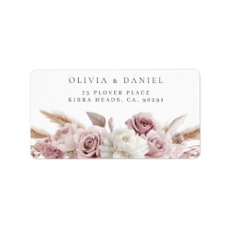 Étiquette Mariage Floral Blush Rose Adresse de retour