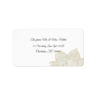 Étiquette Mariage Floral Élégant Ligne Dorée