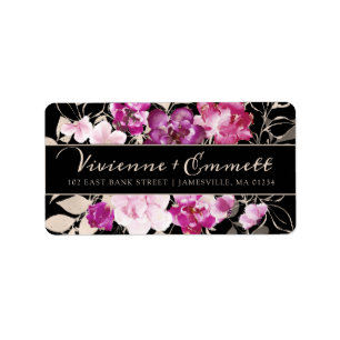 Étiquette Mariage Floral Rose violet Adresse de retour
