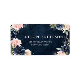 Étiquette Mariage géométrique bleu clair de marine