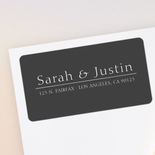 Étiquette Mariage moderne classique gris foncé Adresse de re (Créateur téléchargé)