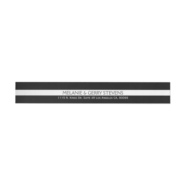 Étiquette Mariage moderne de bandes noir et blanc (Individual)