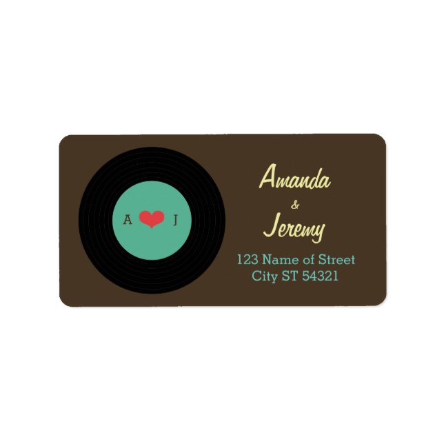 Étiquette Mariage moderne Retro Vinyl Record (Devant)