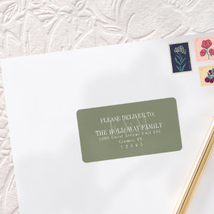 Étiquette Mariage Monogramme Vert Sauge Script Moderne