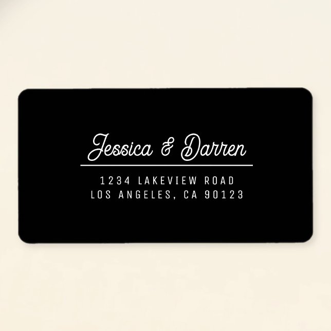 Étiquette Mariage noir et blanc rétromoderne Adresse de reto (Créateur téléchargé)