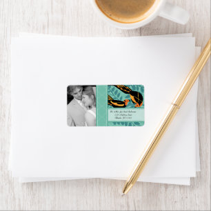 Étiquette Mariage Photo Art Déco Oiseau RSVP ou Merci