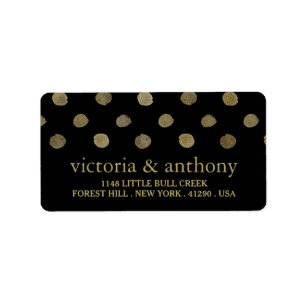 Étiquette Mariage Pois moderne Black & Gold