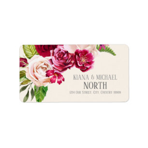 Étiquette Mariage rose de Bourgogne/Crème ID584