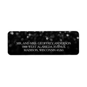 Étiquette Mariage Silver Black Hollywood Glitz Gla