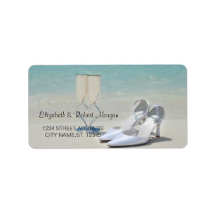 Étiquette Mariage sur la Plage, Verre, Talons Hauts Étique