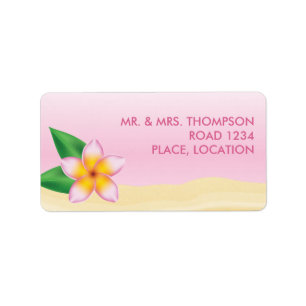 Étiquette Mariage Tropical de Fleur de Frangipani Rose sur l