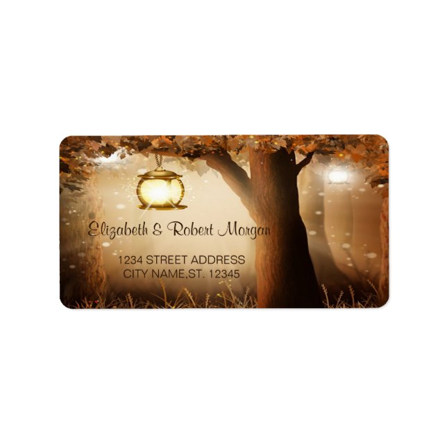 Étiquette Mariage vintage Rustic Tree (Devant)