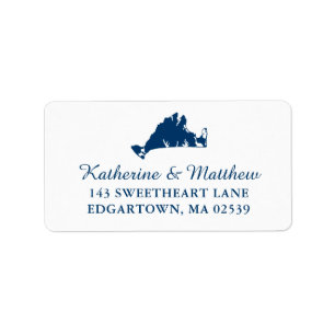 Étiquette Marine Blue Marthas Vineyard Carte Mariage