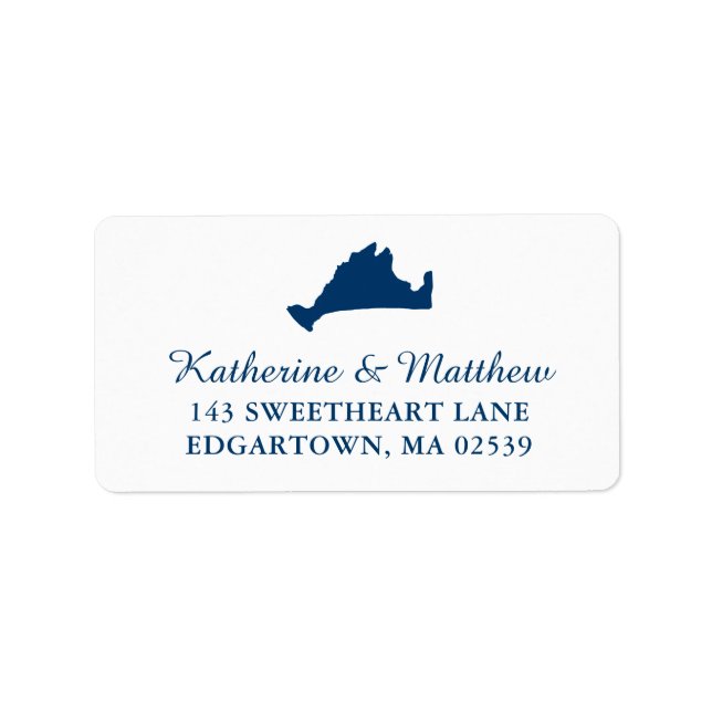 Étiquette Marine Blue Marthas Vineyard Carte Mariage (Devant)