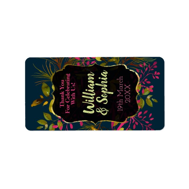 Étiquette Marine Blue Spring Foliing Mariage Lip Balm Étique (Devant)