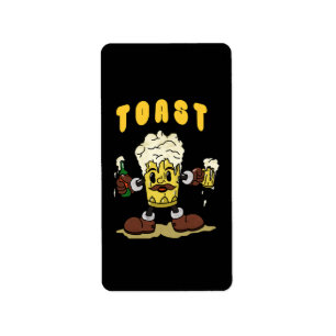 Étiquette Mascotte de toast à la bière