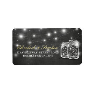 Étiquette Mason Jar String Lights Chalkboard Adresse du Mari