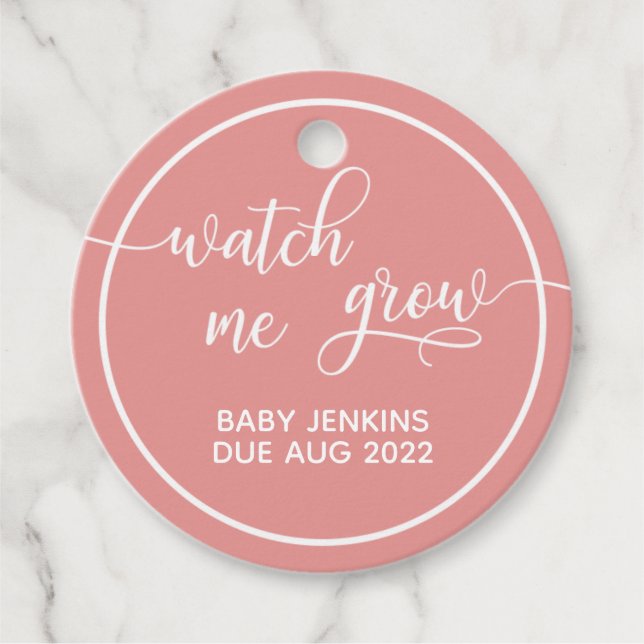 Étiquette Me Regarder Croissance Baby shower Favor (Devant)