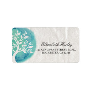 Étiquette Méditation Yoga Instructeur Elégant Aquarelle Arbr
