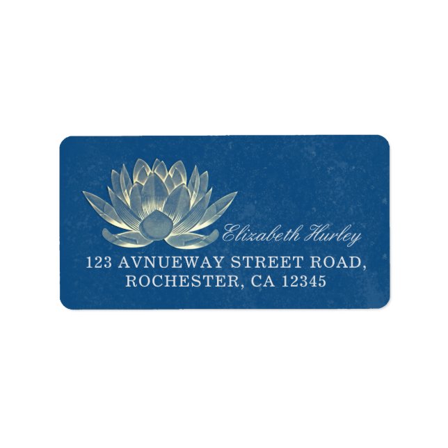 Étiquette Méditation YOGA Reiki Instructeur Blue & Gold Lotu (Devant)