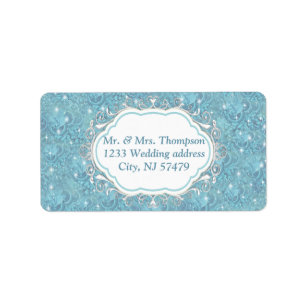 Étiquette Mélange de Motif Silky Bleu avec étincelles Blanch