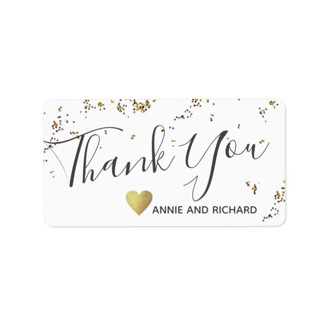 Étiquette merci autocollant mariage / amour & merci (Devant)