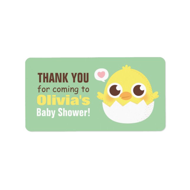 Étiquette Merci Cute Baby shower de poussins à couver Étique (Devant)