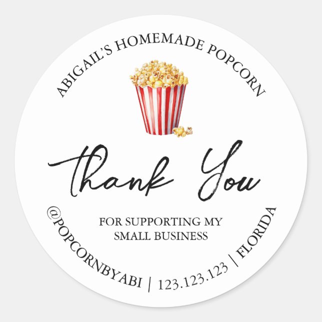 Étiquette Merci de Popcorn fait maison (Devant)