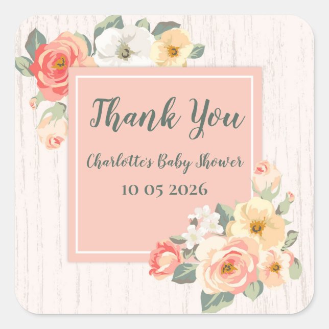 Étiquette Merci Fleurs de Pêche Favoriser Baby sho (Devant)