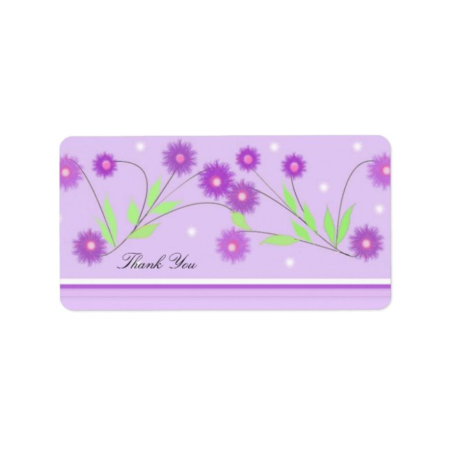 Étiquette Merci floral pourpre (Devant)