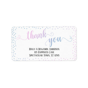 Étiquette Merci Ombre Confetti bleu rose