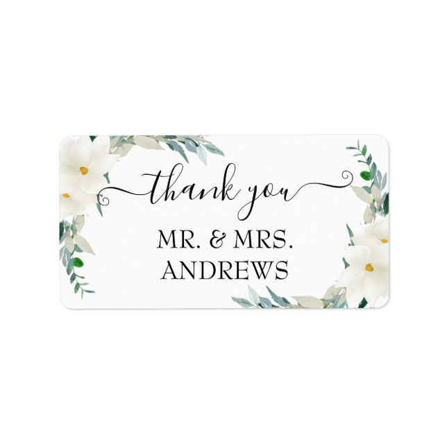 Étiquette "Merci!" spécifique au client floral, belle L (Devant)