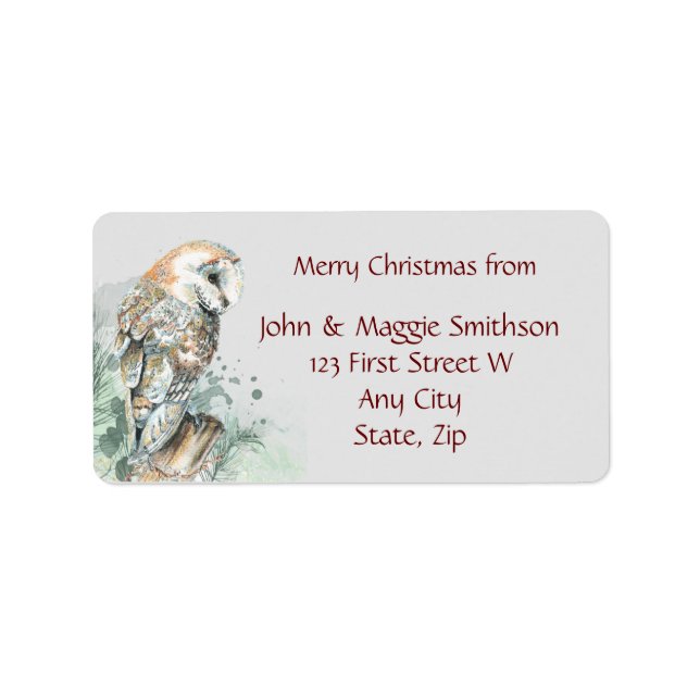 Étiquette Message personnalisé Chouette de Noël (Devant)