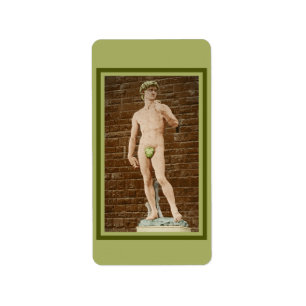 ÉTIQUETTE MICHELANGELO DAVID AVEC FEUILLES DE FIGURE