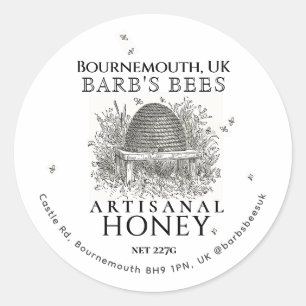 Étiquette miel ivoire Skep Vintage avec abeilles