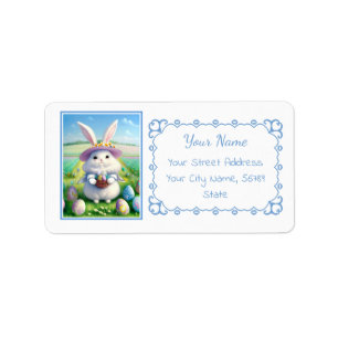 Étiquette Mignonne lapin de Pâques 01