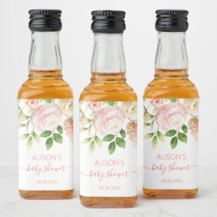 Étiquette Mini Fille Florale Élégante Rose Rose Ba