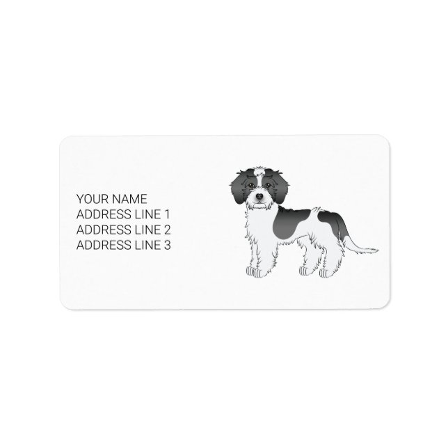 Étiquette Mini Goldendoodle Chien et Texte de Black Party-co (Devant)