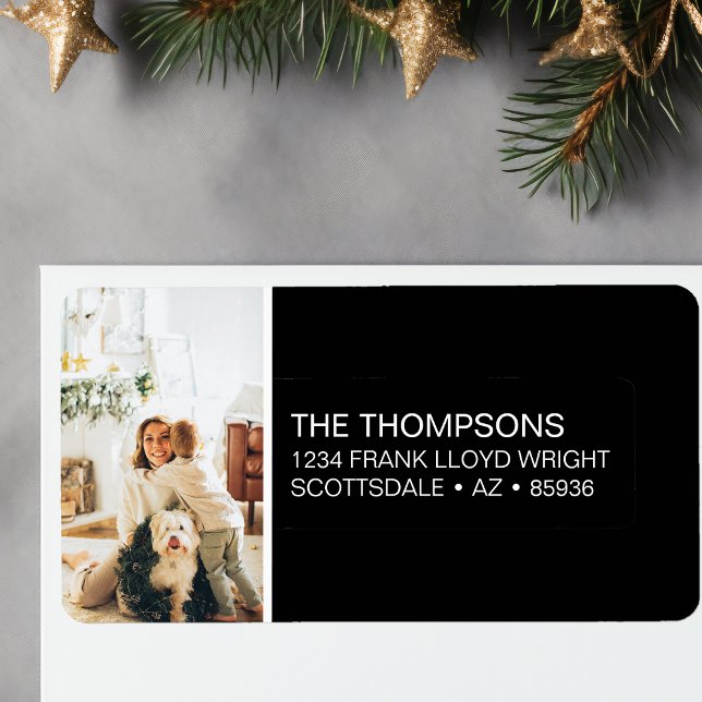 Étiquette Mini-photo de Noël Adresse de retour personnalisée (Créateur téléchargé)