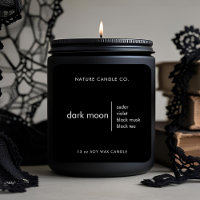 Étiquette minimaliste à bougie noire | Lune foncée