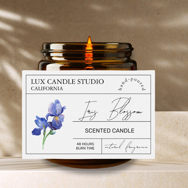 Étiquette minimaliste élégant Iris Candle Jar (Créateur téléchargé)