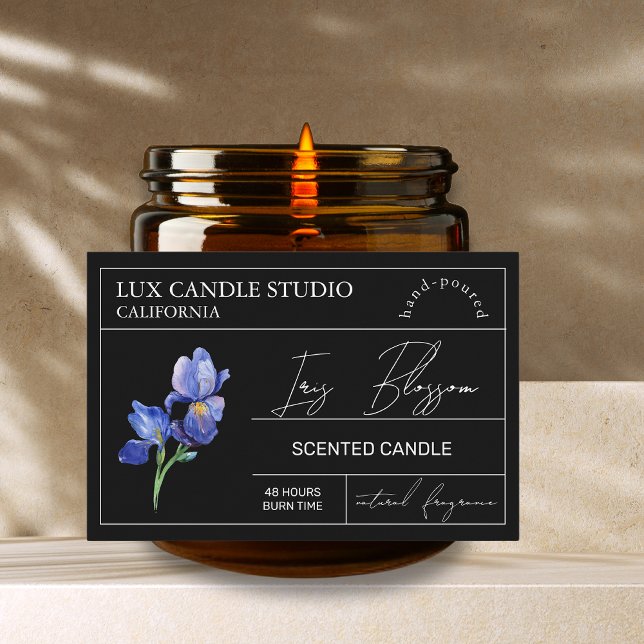 Étiquette minimaliste élégant Iris Candle Jar (Créateur téléchargé)
