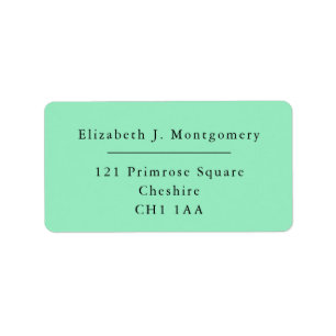 Étiquette Minimaliste moderne Mint Green Adresse de retour